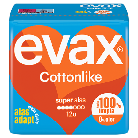 Compresas Evax Cottonlike Alas Súper (12 Uds.)