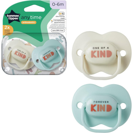 Chupetes AnyTime  orthodontic (0-6 m) (x2). Tommee Tippee