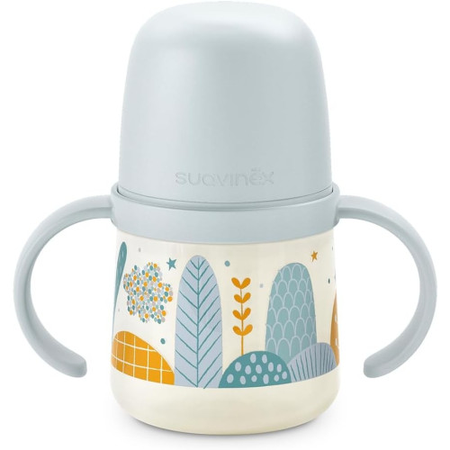 Vaso de aprendizaje antiderrame con asas y boquilla de silicona 150ml. Suavinex