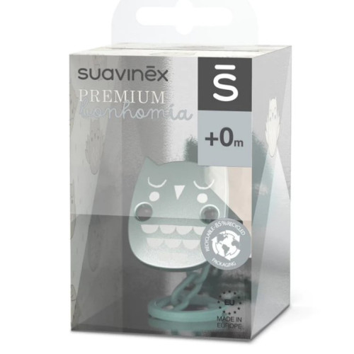 Sujeta chupete broche Pinza Premium. Cadena para chupete con efecto metalizado mate. +0 Meses. Suavinex