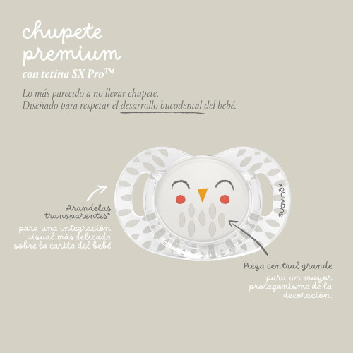 Chupete Premium Bonhomia tetina fisiológica silicona +18 meses . Suavinex