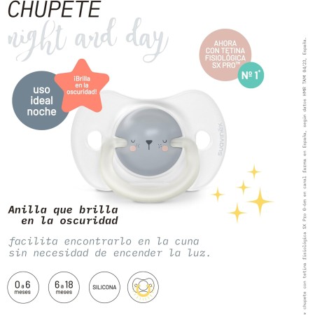 Pack de 2 chupetes NOCHE con tetina fisiológica...