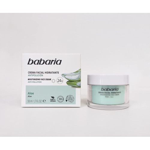 Crema facial hidratante con Aloe Vera 24H. Babaria