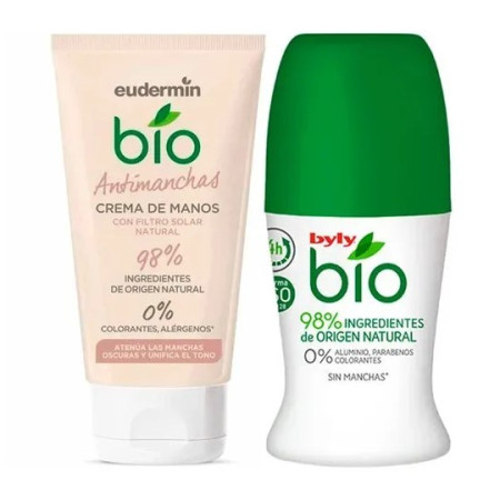 Crema de manos Bio antimanchas 75ml + desodorante Bio. Eudermin