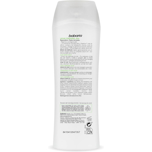 Leche corporal reparadora Aloe Vera con Vitamina E (400ml). Babaria