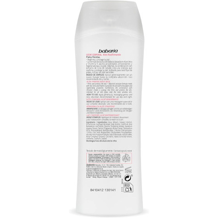 Leche corporal reafirmante con Aloe y vitamina E (400ml). Babaria