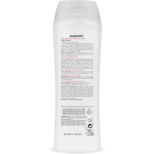 Leche corporal reafirmante con Aloe y vitamina E (400ml). Babaria