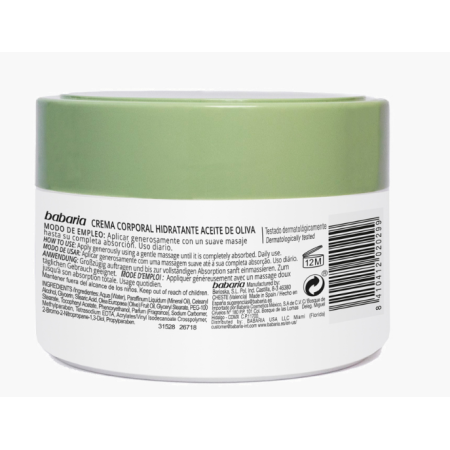 Leche corporal hidratante con aceite de oliva....