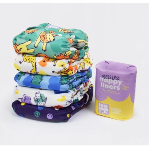 Pack Give-it-a-go. (5 pañales reutilizables + 100 forros vegetales). Bambino Mio