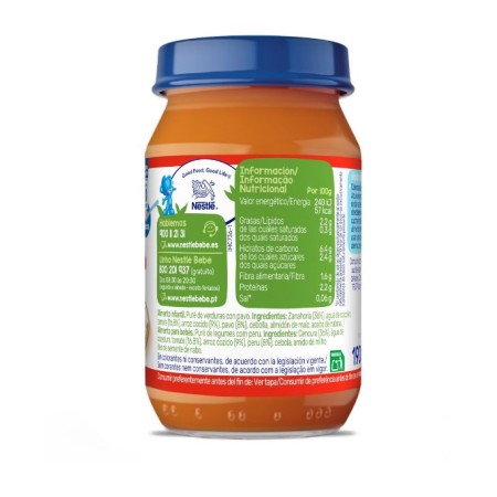 Potito Arroz con tomate y pavo 190g. Nestlé