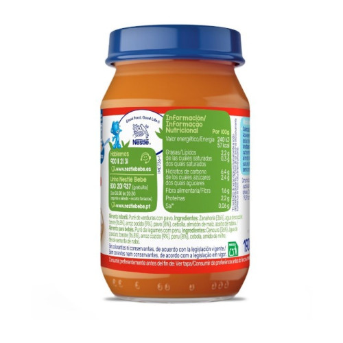 Potito Arroz con tomate y pavo 190g. Nestlé