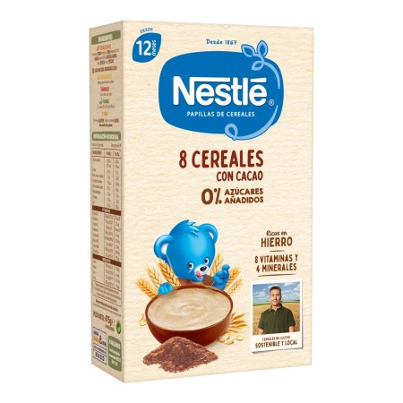 Papilla 8 cereales con cacao 0% azúcares ,...