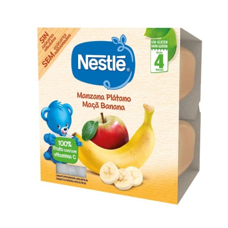 Tarrinas pure manzana y plátano (4x100g). Nestlé