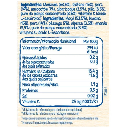 Tarrinas pure 7 frutas ( 4x100g) .Nestlé