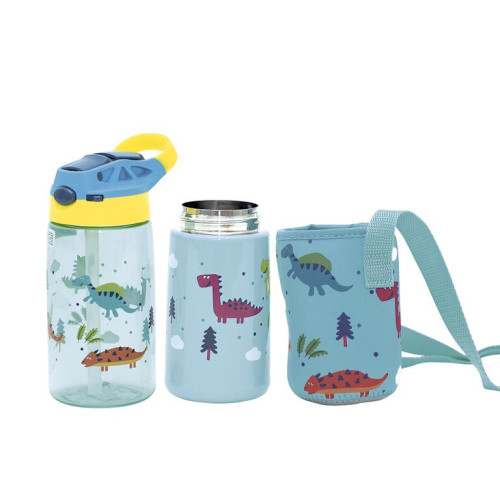 Set de botellas Tritán y acero con funda. Olmitos