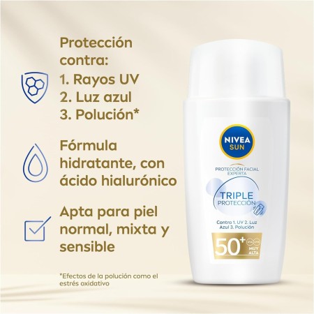 Protección facial FP 50+ , triple protección...