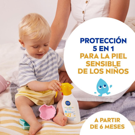 Leche solar infantil piel sensible SPF 50+ Pistola (270ml). Nivea