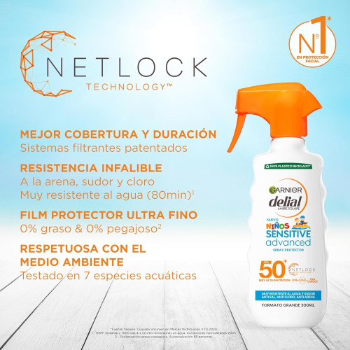 Spray Protección solar infantil Sensitive Advanced SPF50+ ,Pistola 300ml. Delial