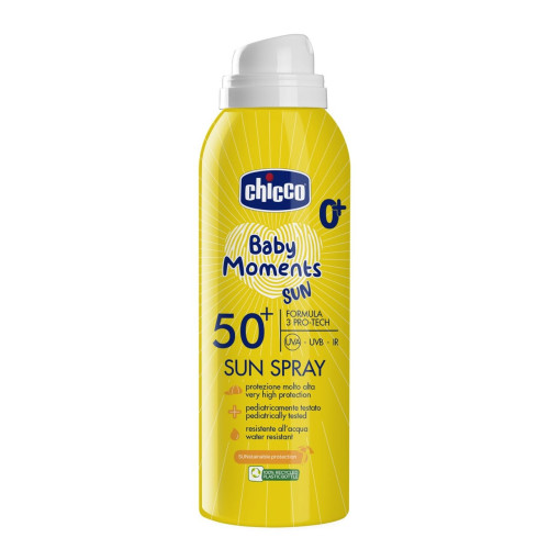 Spray solar muy alta protección SPF 50+ Baby moments sun 0+ (150ml.) Chicco