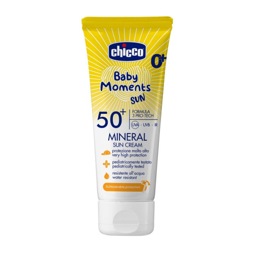 Crema solar muy alta protección mineral Baby moments sun 0+. Spf 50+ (75ml.) Chicco