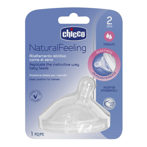 Tetina inclinada Natural Feeling flujo medio (1uds). Chicco