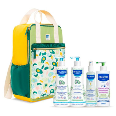 Mochila Mustela Family Adventures + 4 Productos Bio | Kit Bebé Completo