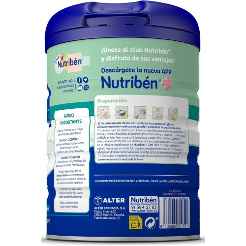 Leche Confort 1 para Bebés con Cólicos y Estreñimiento. Nutribén