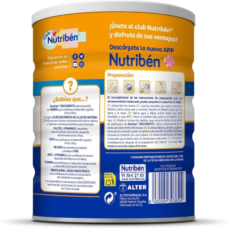 Leche Pro+ 3. Leche de crecimiento. Nutribén