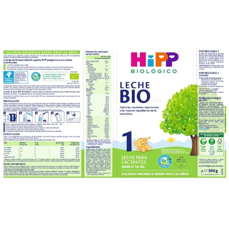 Leche 1 Para Lactantes Bio (300g).  Hipp