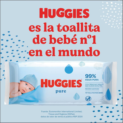 Toallitas Pure 99% agua (18 pack de 56) . Huggies