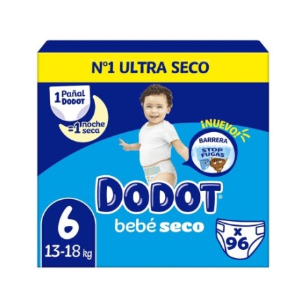 Pañales Dodot Bebé-Seco Talla 6. Pack ahorro 96...