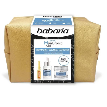 Pack especial Babaria neceser dorado, ritual Hyaluronic ( ampolla+serum +crema)