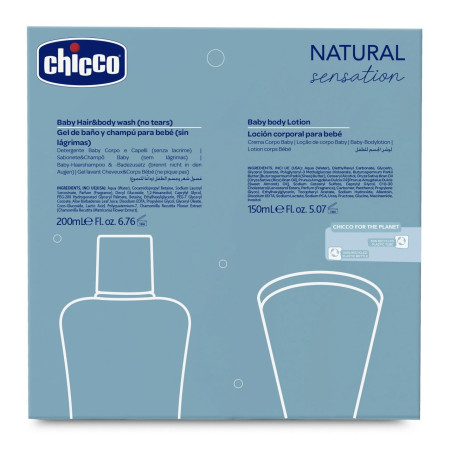 Set natural sensation Crema corporal 150ml + gel de baño y champú 200ml. Chicco