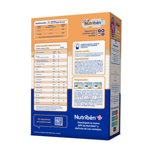 Papilla 8 Cereales con Miel y Galletas María.  Nutribén