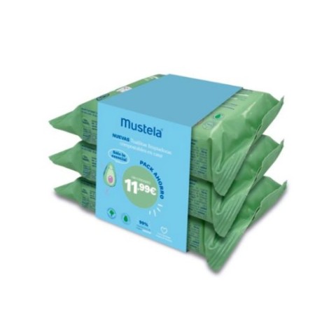 Pack Toallitas biodegradables (3x60 uds) . Mustela