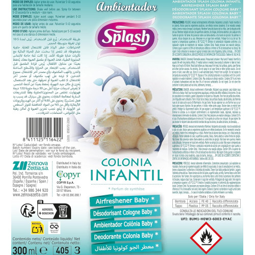 Ambientador Spalsh Colonia Infantil 300ml | Más Pañales