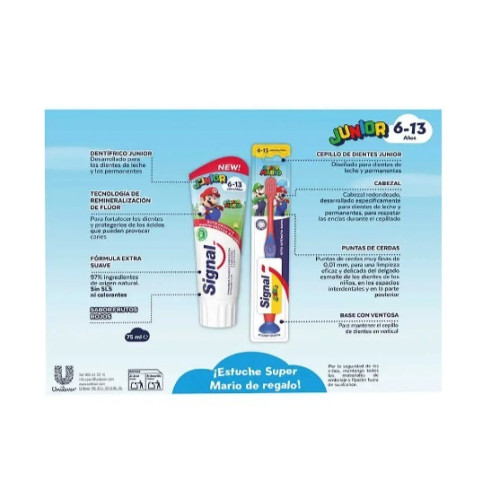 Estuche Super Mario Bros Junior ( cepillo +2 cremas+ estuche). Signal Dental