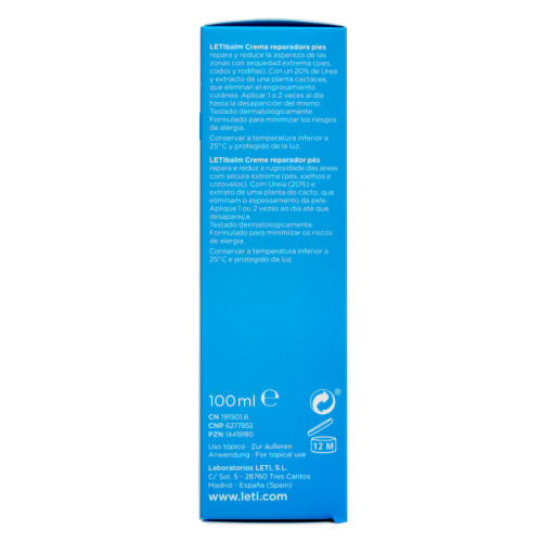 LETIBALM Repair Crema Pies 100ml | Más Pañales