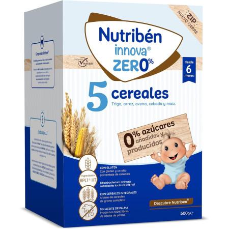 Papilla Innova 5 Cereales 0,0 sin azúcares añadidos 500g. Nutribén