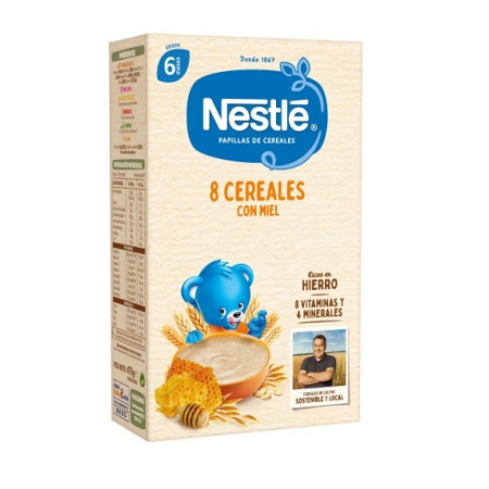 Papilla de 8 Cereales con Miel Nestlé para Bebé +6 meses | Cereales Infantiles Nutritivos
