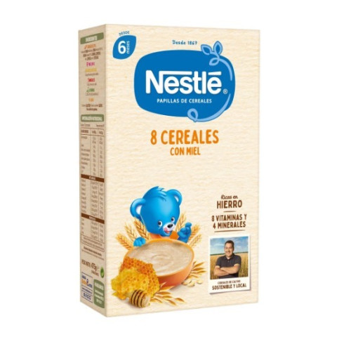 Papilla de 8 Cereales con Miel Nestlé para Bebé +6 meses | Cereales Infantiles Nutritivos