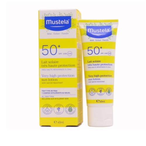 Leche solar muy alta protección SPF50+, 40ml.Mustela
