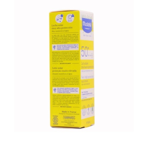 Leche solar muy alta protección SPF50+, 40ml.Mustela