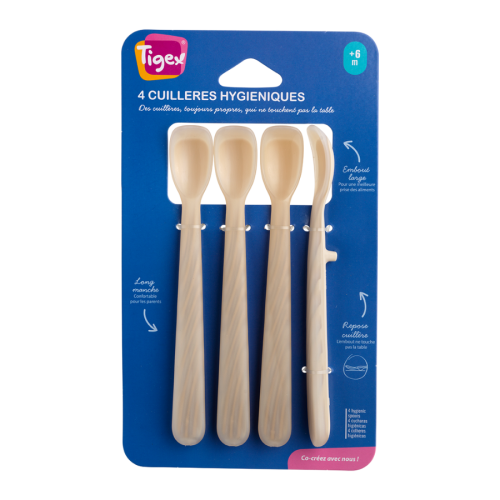 Lote de 4 Cucharas Higiénicas Tigex 6m+ | Más pañales