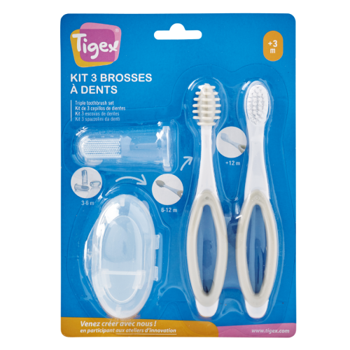 Set de 3 Cepillos de Dientes para Bebé (3m, 6m, 12m) | Más Pañales