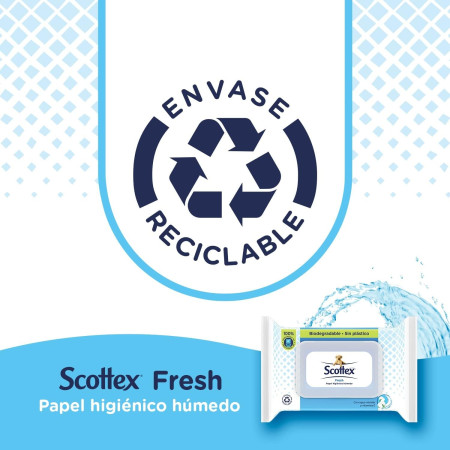 Toallitas papel húmedo con agua micelar y vitaminas E (74 uds). Scottex