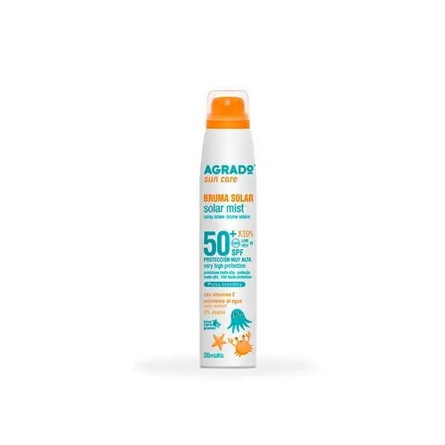 Spray Protección Solar SPF50+, bruma invisible piel sensible 200ml. Agrado