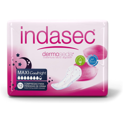 Indasec Dermoseda Maxi Night 12 uds | Más Pañales