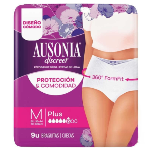 Ausonia Discreet Pants Plus M 9 uds | Más Pañales