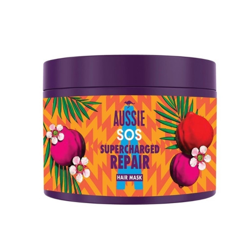 SOS Mascarilla supercharged reparadora , pelo seco y dañado 450ml. Aussie